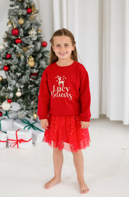 Christmas Personalised Embroidered 'Believes' Sweatshirt