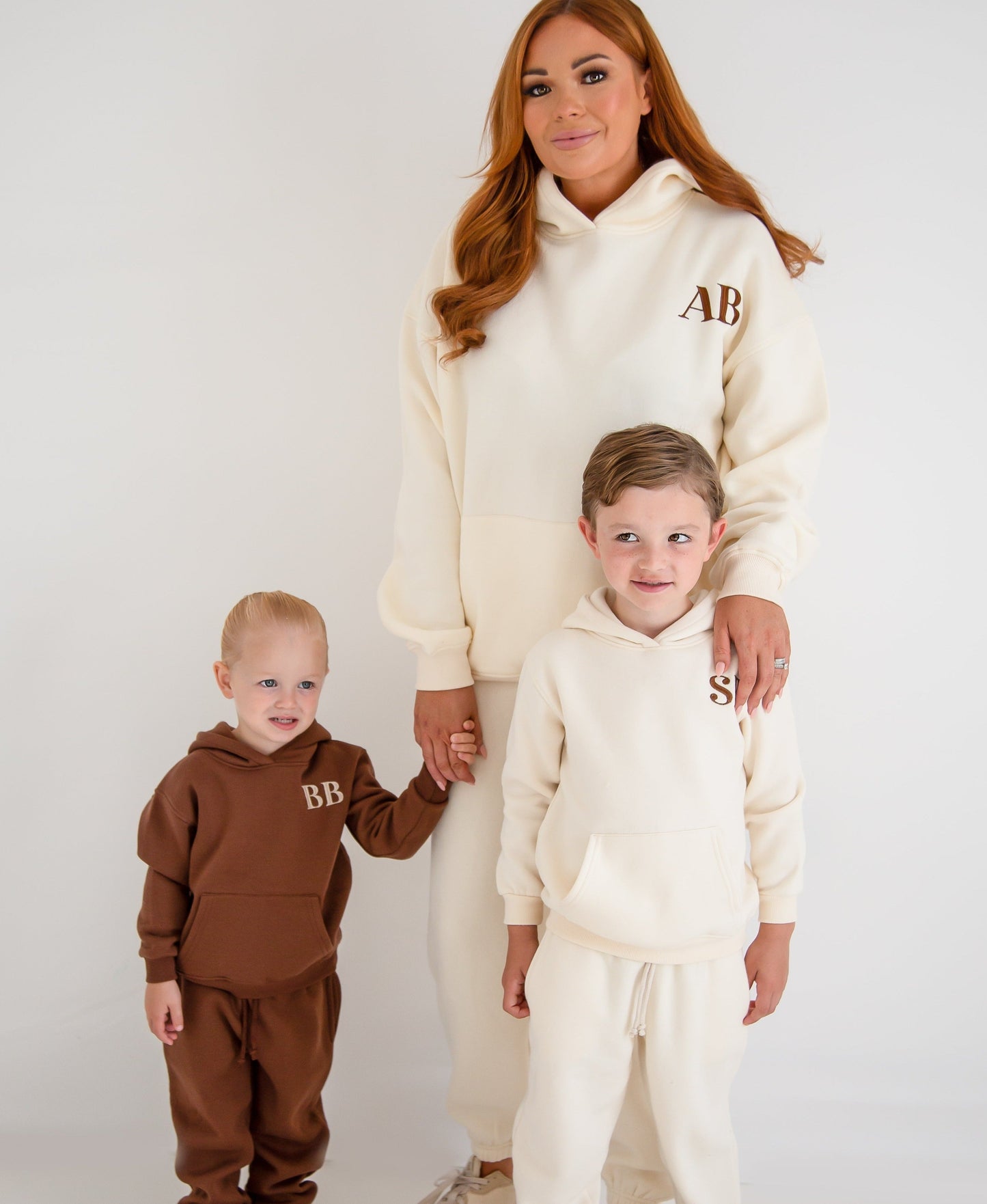 AW Personalised initials mini me embroidered hoodie and jogger tracksuit