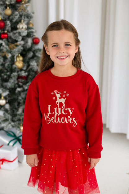 Christmas Personalised Embroidered 'Believes' Sweatshirt