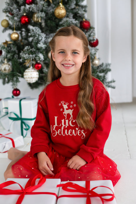 Christmas Personalised Embroidered 'Believes' Sweatshirt
