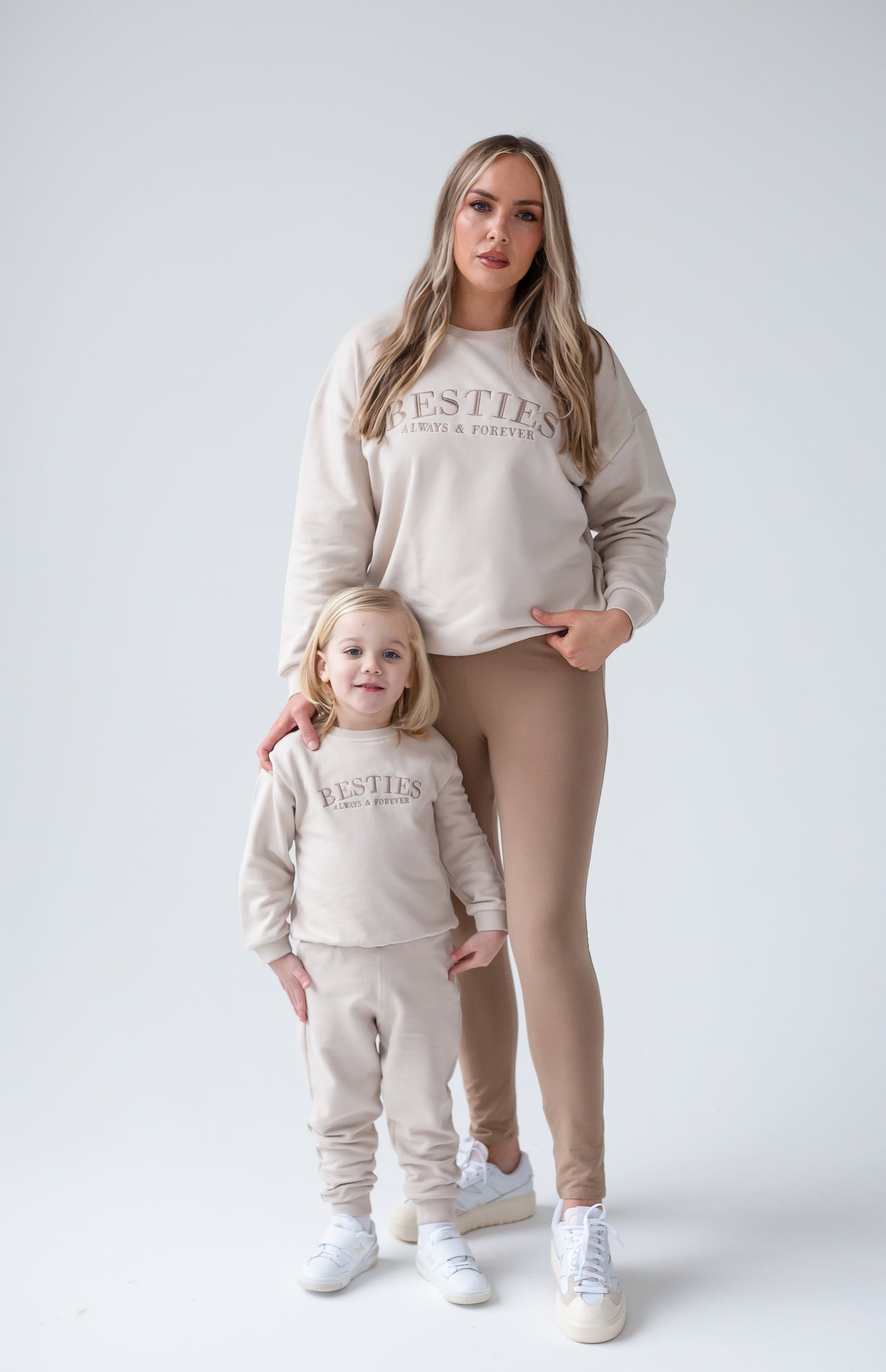 BESTIES. child's embroidered matching mini me sweatshirt