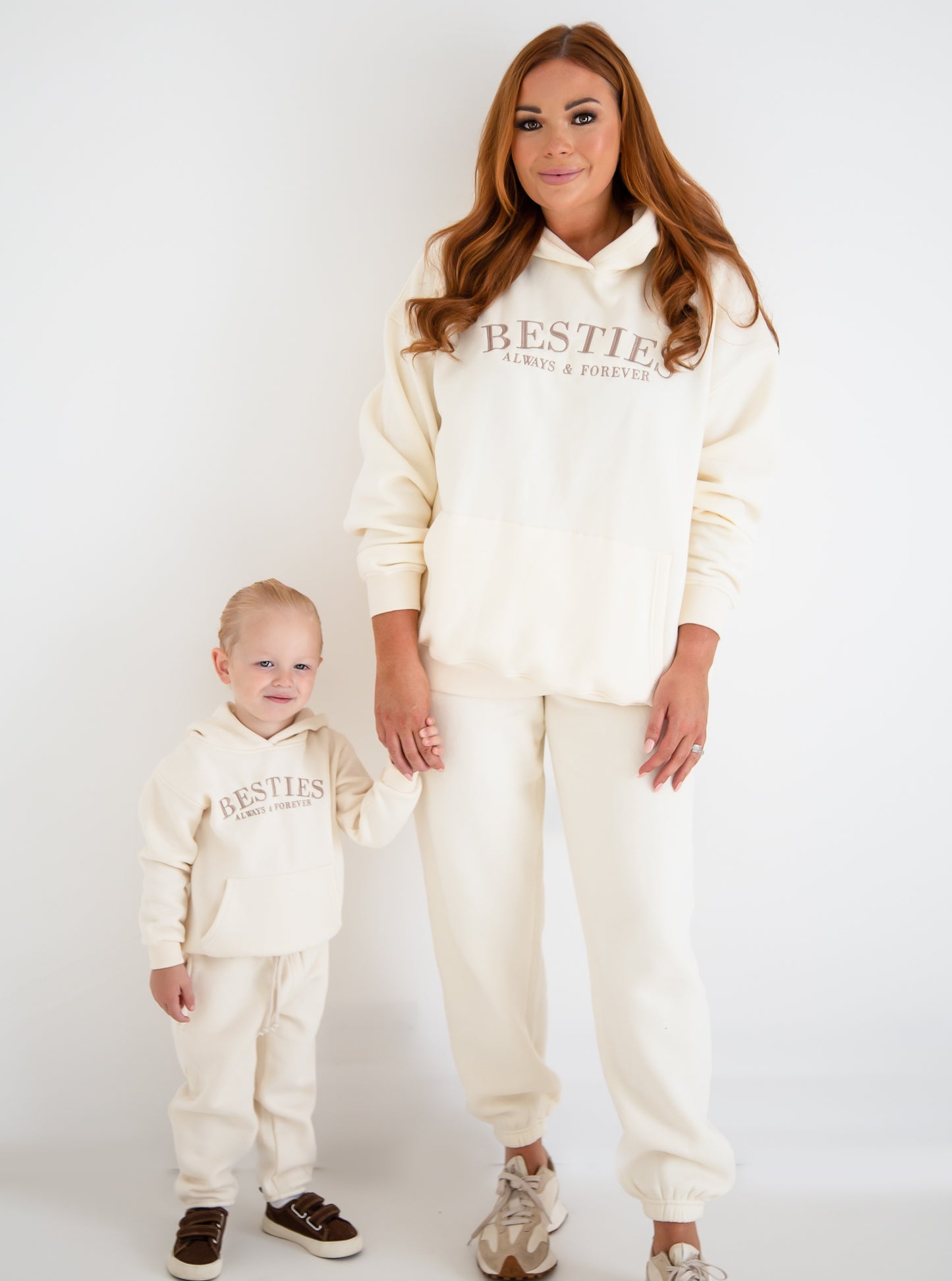 AW BESTIES. child's embroidered matching mini me hoodie