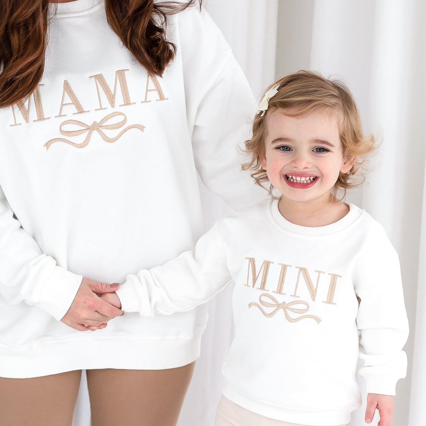 AW Mini Child's embroidered matching mini me sweatshirt with bow design