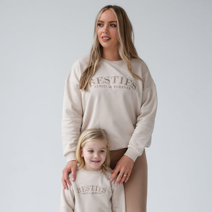 'BESTIES' ladies' embroidered matching mini me sweatshirt