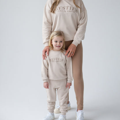 BESTIES. child's embroidered matching mini me sweatshirt