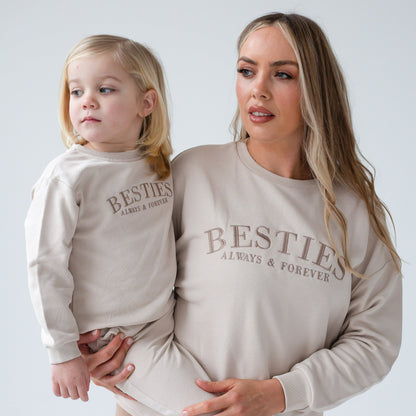 'BESTIES' ladies' embroidered matching mini me sweatshirt