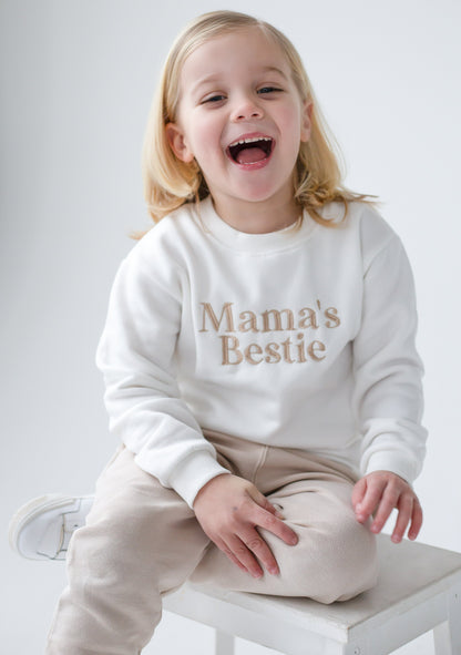 'Mama's Bestie' embroidered matching mini me sweatshirt