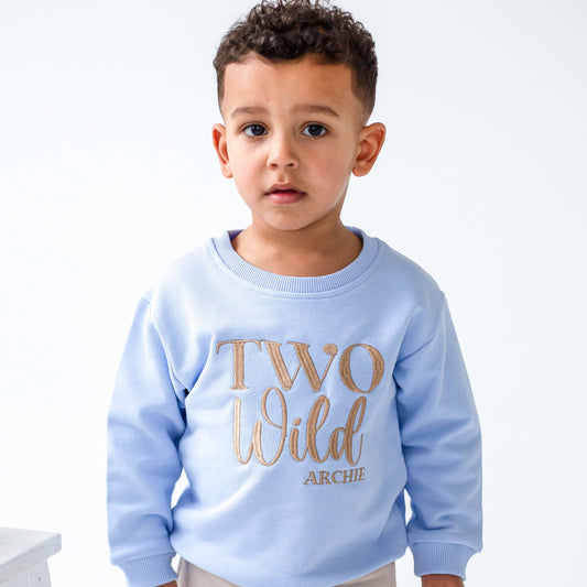 'Two Wild' Second birthday personalised embroidered sweatshirt Jumper