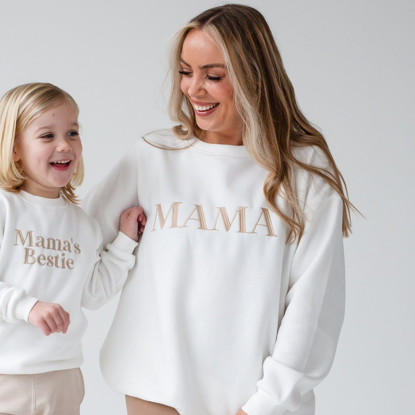 'MAMA EST.' ladies' embroidered matching mini me sweatshirt