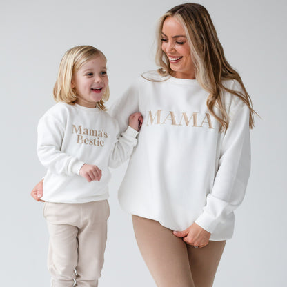 'Mama's Bestie' embroidered matching mini me sweatshirt