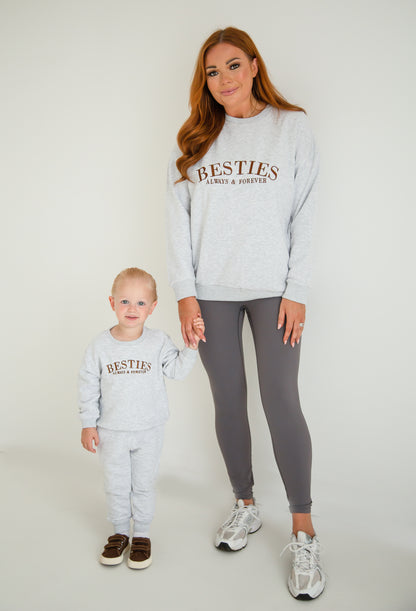 BESTIES. child's embroidered matching mini me sweatshirt