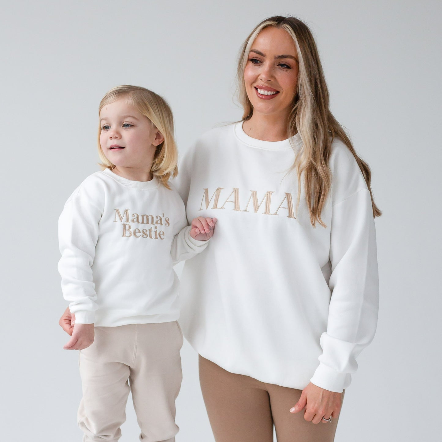 'Mama's Bestie' embroidered matching mini me sweatshirt