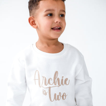 Personalised Italic birthday embroidered sweatshirt - ages 1 - 7