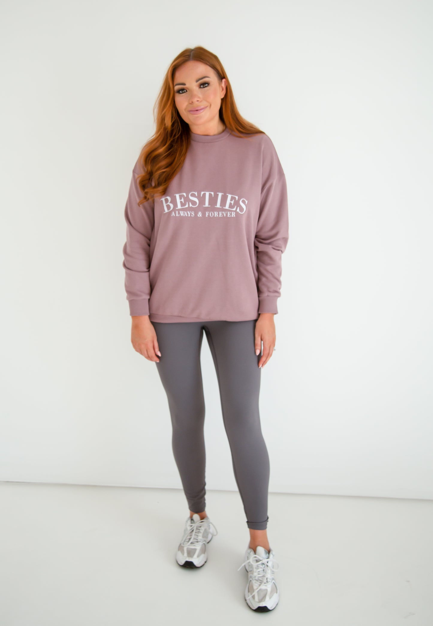 BESTIES. child's embroidered matching mini me sweatshirt