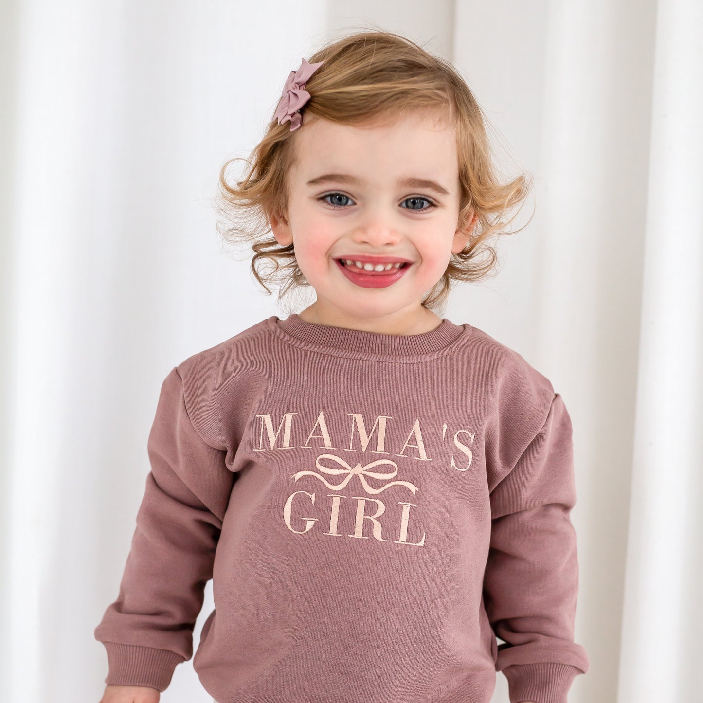 'Mama' ladies' embroidered matching mini me sweatshirt with bow design