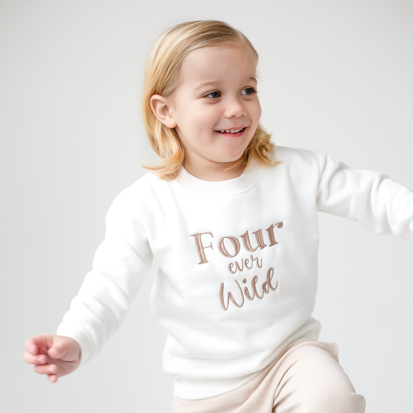 'Four ever Wild' Fourth birthday embroidered sweatshirt