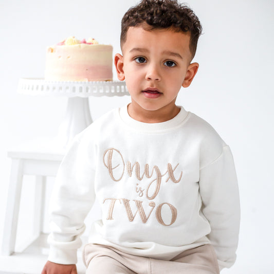 Personalised birthday age embroidered sweatshirt - ages 1 - 7