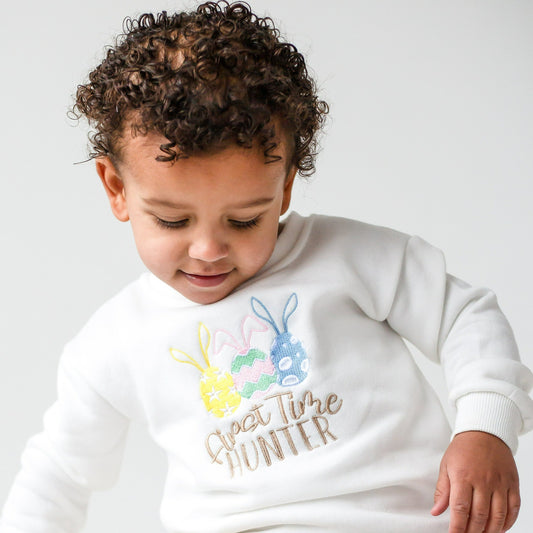 'First time hunter' embroidered Easter sweatshirt