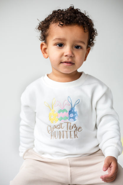 'First time hunter' embroidered Easter sweatshirt