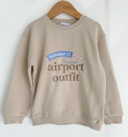 Stone 'Airport Outfit' personalised embroidered sweatshirt