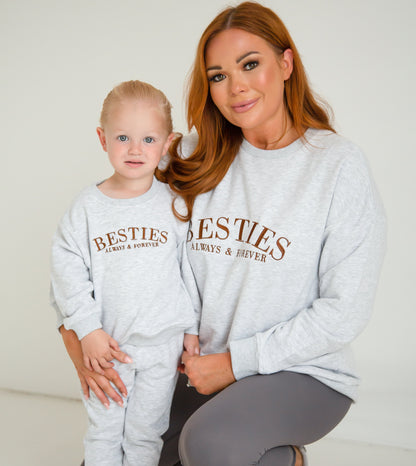 'BESTIES' ladies' embroidered matching mini me sweatshirt