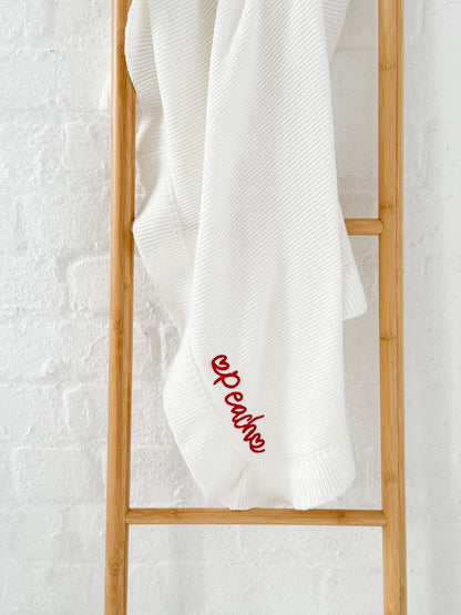 Valentines Personalised Embroidered Heart Ruffle Frill Baby Blanket