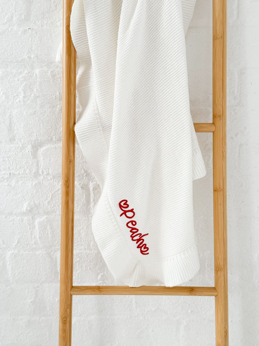 Valentines Personalised Embroidered Heart Ruffle Frill Baby Blanket