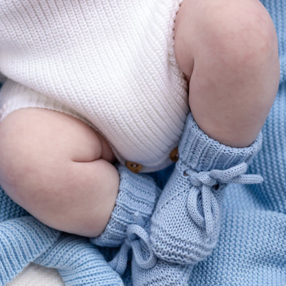 Light Blue knitted Baby Booties