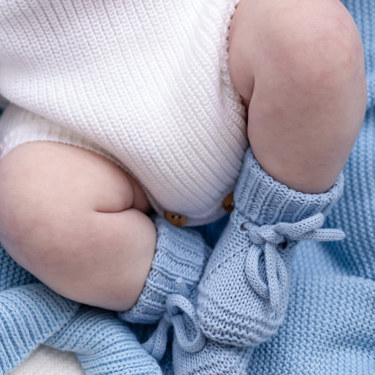 Light Blue knitted Baby Booties