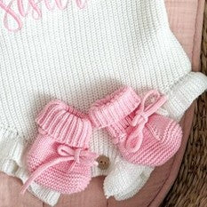 Spring White Personalised Embroidered Long Sleeve leg frill Romper