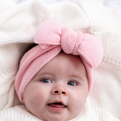 Light pink knitted Baby Bow Headband