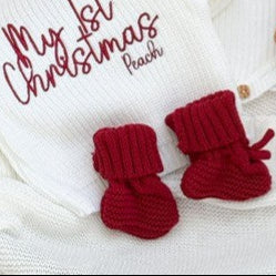 Red knitted Baby Booties