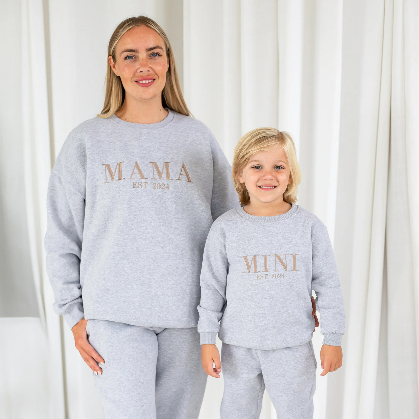 AW MINI EST. embroidered matching sweatshirt and jogger tracksuit set