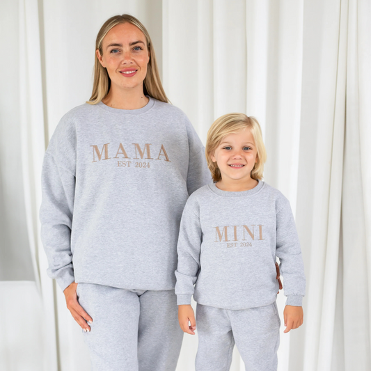AW 'MAMA EST.' ladies' embroidered matching tracksuit set