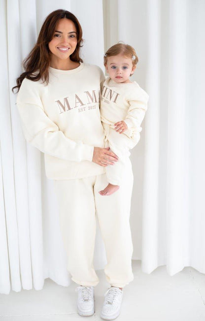 AW 'MAMA EST.' ladies' embroidered matching mini me sweatshirt