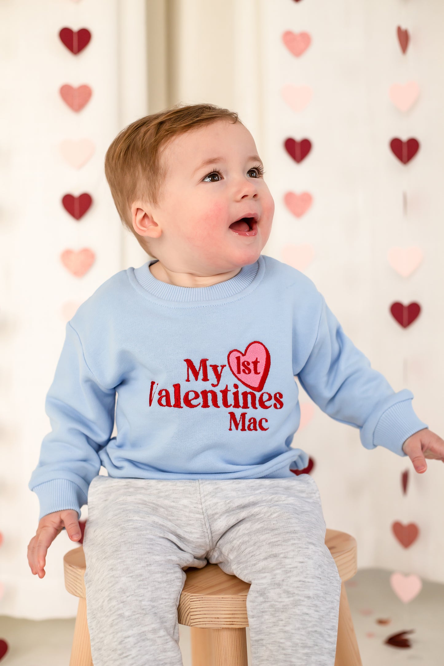 'My First Valentines' personalised name embroidered sweatshirt
