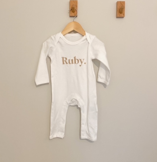 Personalised bold name long sleeve babygro