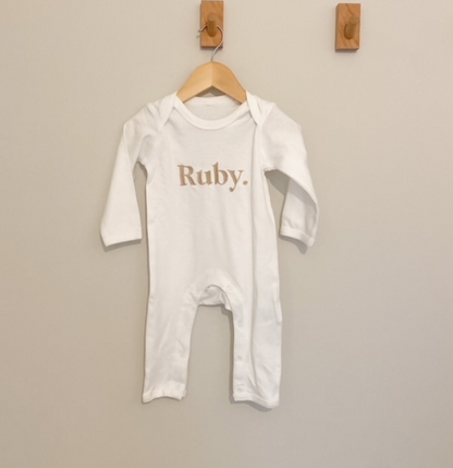 Personalised bold name long sleeve babygro