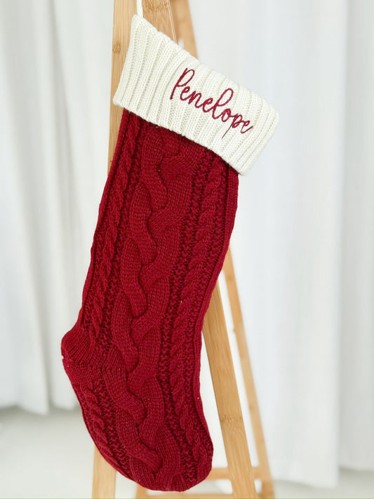Personalised Embroidered knitted Christmas Stocking
