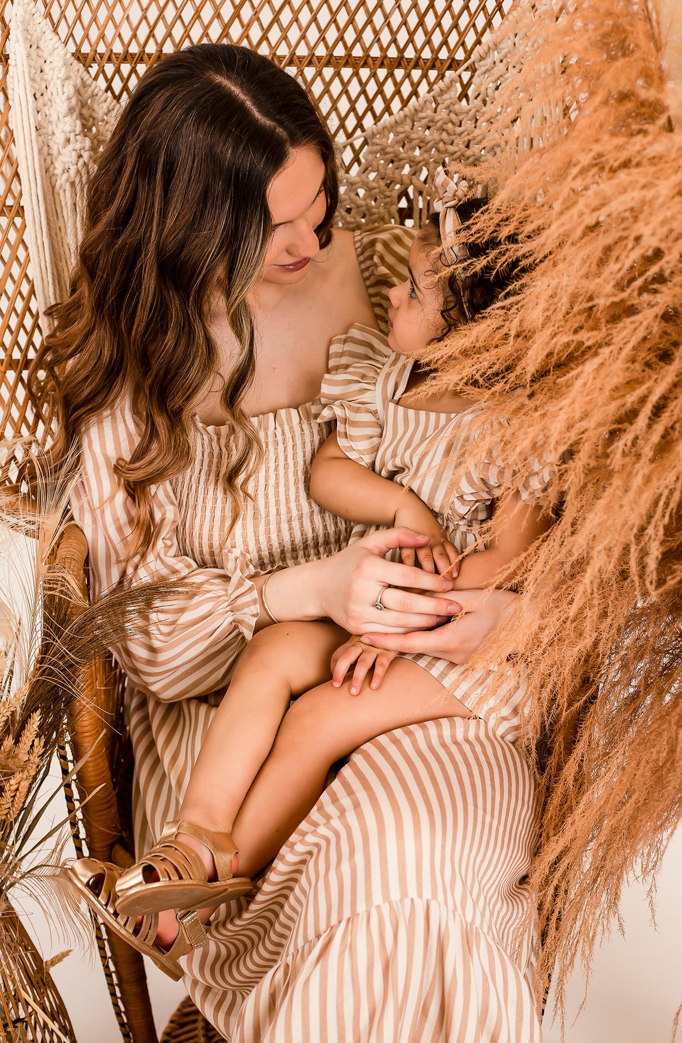Ladies stripe tiered maxi dress