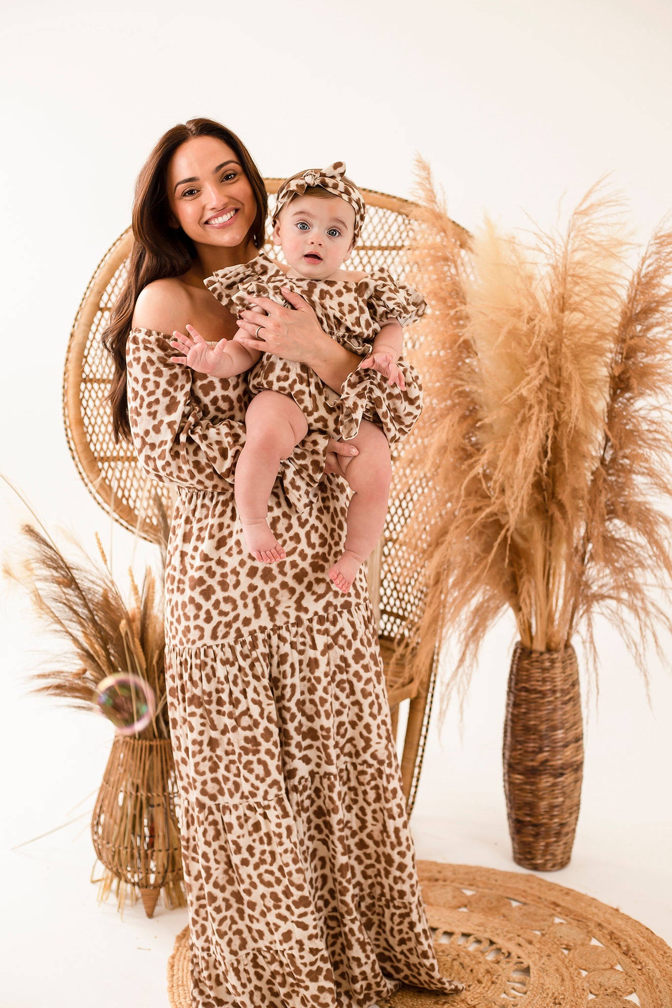 Ladies off the shoulder leopard maxi dress