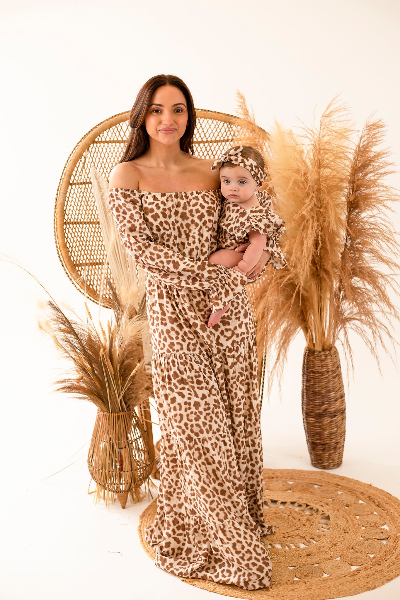 Ladies off the shoulder leopard maxi dress