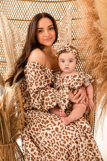 Girl's leopard print smock dress