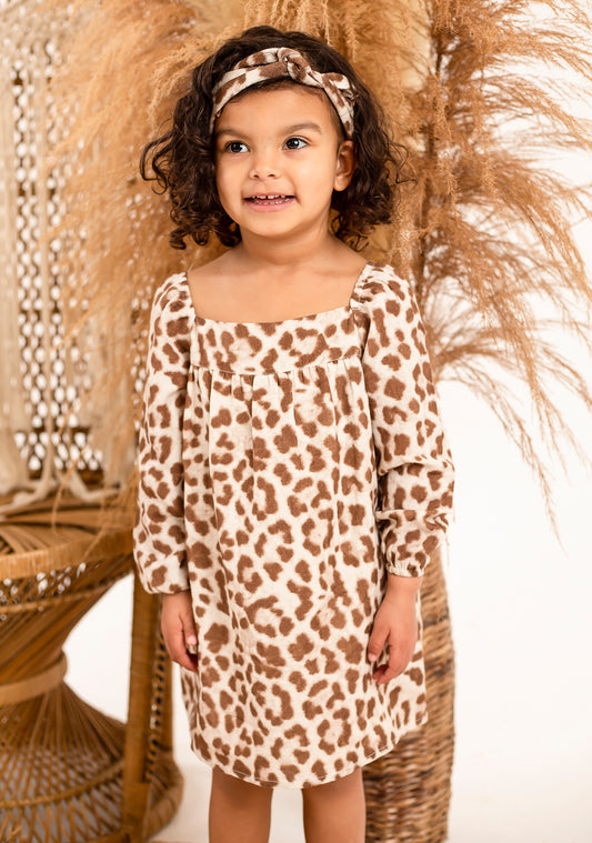 Girl's leopard print smock dress