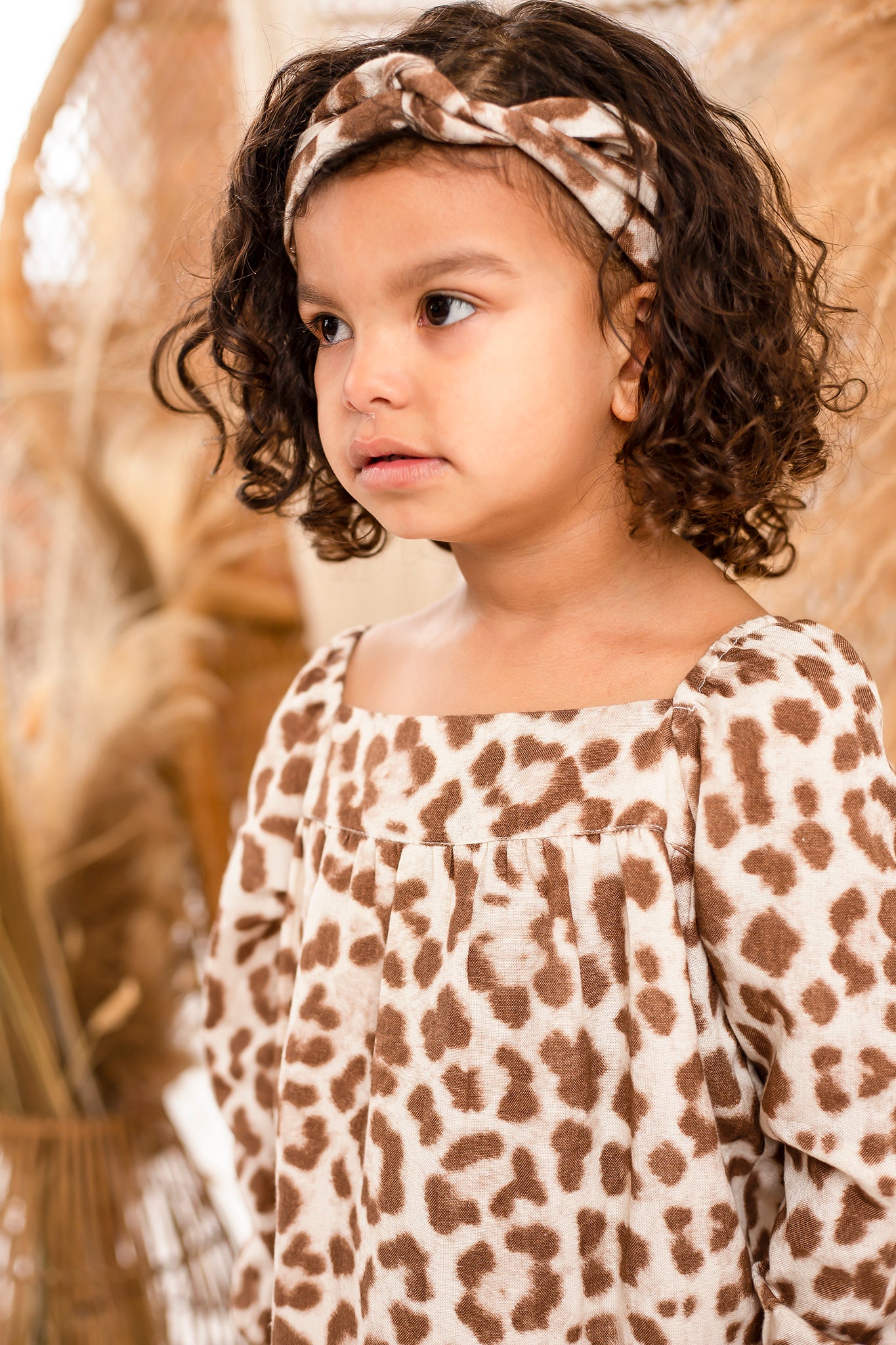 Girl's leopard print smock dress