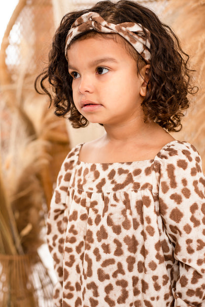 Girl's leopard print smock dress