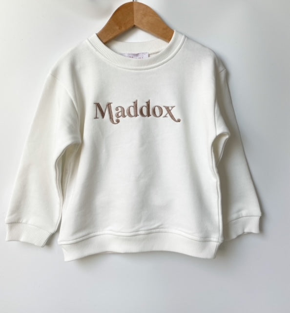 Girls personalised bold name embroidered sweatshirt