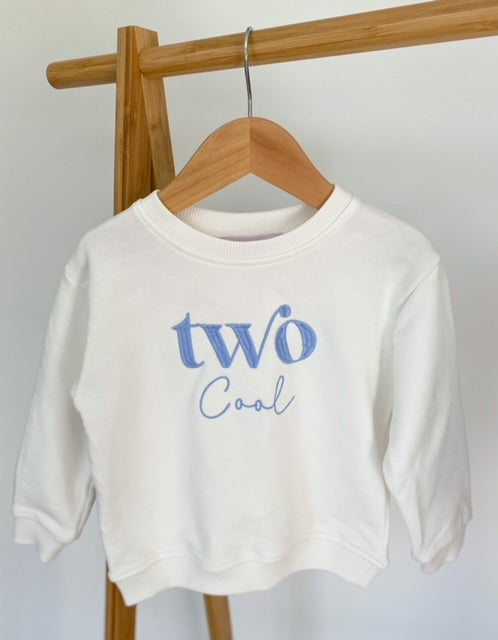 'Two Cool' birthday embroidered sweatshirt